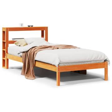 Wax Brown Bed Frame with Headboard - 100x200 cm Solid Pine