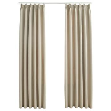 Beige Blackout Curtains with Hooks - 140x225 cm | HipoMarket UK