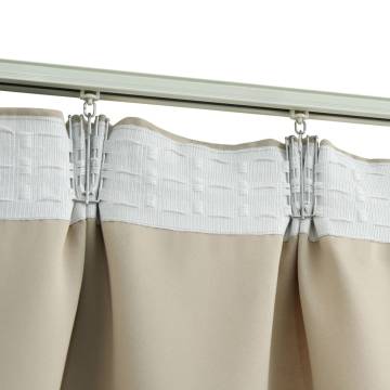 Beige Blackout Curtains with Hooks - 140x225 cm | HipoMarket UK