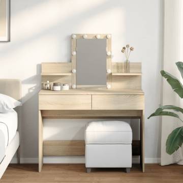 Dressing Table with LED - Sonoma Oak 100x40x130 cm