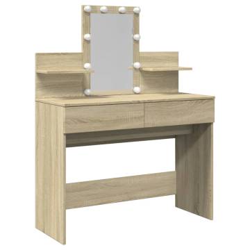 Dressing Table with LED - Sonoma Oak 100x40x130 cm