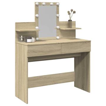 Dressing Table with LED - Sonoma Oak 100x40x130 cm