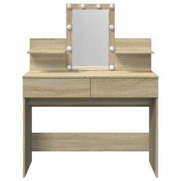 Dressing Table with LED - Sonoma Oak 100x40x130 cm