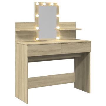 Dressing Table with LED - Sonoma Oak 100x40x130 cm