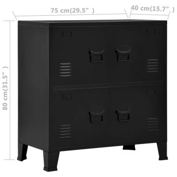 Industrial Storage Chest Black - 75x40x80 cm Steel