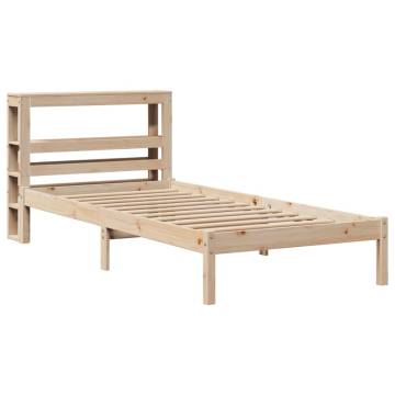 Solid Wood Pine Bed Frame with Headboard 75x190 cm - Hipomarket