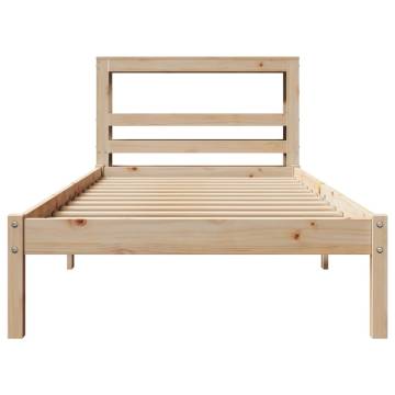 Solid Wood Pine Bed Frame with Headboard 75x190 cm - Hipomarket