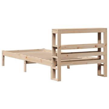 Solid Wood Pine Bed Frame with Headboard 75x190 cm - Hipomarket