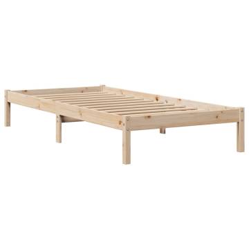 Solid Wood Pine Bed Frame with Headboard 75x190 cm - Hipomarket