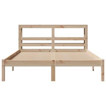 Solid Pine Bed Frame with Headboard - Small Double 120x190 cm