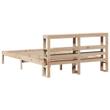 Solid Pine Bed Frame with Headboard - Small Double 120x190 cm