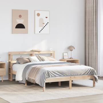 Wooden Bed Frame with Headboard - 135x190 cm Double Pine