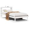 White Bed Frame with Headboard - 100x200 cm Solid Pine