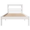 White Bed Frame with Headboard - 100x200 cm Solid Pine