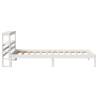 White Bed Frame with Headboard - 100x200 cm Solid Pine