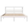 King Size White Bed Frame with Headboard - Solid Pine Wood