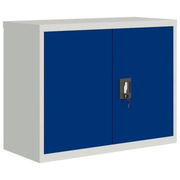 Stylish Light Grey & Blue File Cabinet | 90x40x70 cm Steel