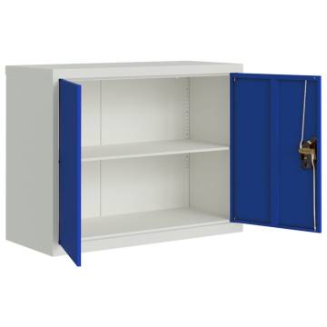 Stylish Light Grey & Blue File Cabinet | 90x40x70 cm Steel