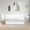  Bed Headboard with Cabinets White 240 cm Engineered Wood Colour white Quantity in Package 1 Model one drawer with led 