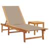 Comfortable Taupe Sun Lounger with Table - Solid Acacia Wood