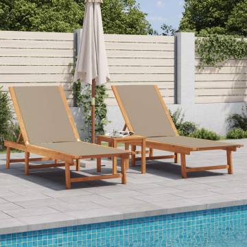 Sun Loungers 2 pcs Taupe Solid Wood Acacia & Textilene