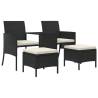 Garden Sofa 2-Seater with Table & Stools | Black Poly Rattan