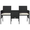 Garden Sofa 2-Seater with Table & Stools | Black Poly Rattan