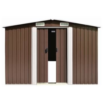 Brown Galvanised Steel Garden Shed - 257x779 cm | HipoMarket