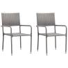  Garden Dining Chairs 2 pcs Stackable Grey Poly Rattan Colour grey Quantity in Package 2 