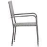 Stackable Grey Poly Rattan Garden Dining Chairs - 2 pcs