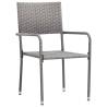 6 pcs Stackable Grey Poly Rattan Garden Dining Chairs