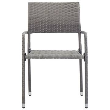 6 pcs Stackable Grey Poly Rattan Garden Dining Chairs