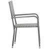 6 pcs Stackable Grey Poly Rattan Garden Dining Chairs