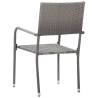 6 pcs Stackable Grey Poly Rattan Garden Dining Chairs