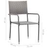 6 pcs Stackable Grey Poly Rattan Garden Dining Chairs