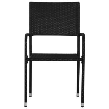 Stackable Black Poly Rattan Garden Dining Chairs - 4 pcs