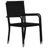 Stackable Black Poly Rattan Garden Dining Chairs - 4 pcs