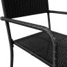 Stackable Black Poly Rattan Garden Dining Chairs - 4 pcs