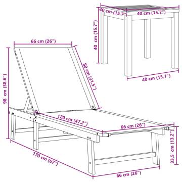 Sun Loungers 2 pcs with Table - Acacia & Textilene Grey