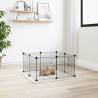 8-Panel Pet Cage - Spacious & Durable Black Steel 35x35 cm