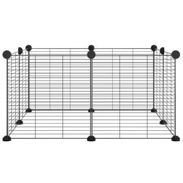 8-Panel Pet Cage - Spacious & Durable Black Steel 35x35 cm