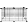 8-Panel Pet Cage - Spacious & Durable Black Steel 35x35 cm