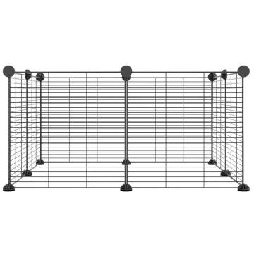 8-Panel Pet Cage - Spacious & Durable Black Steel 35x35 cm