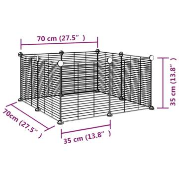 8-Panel Pet Cage - Spacious & Durable Black Steel 35x35 cm