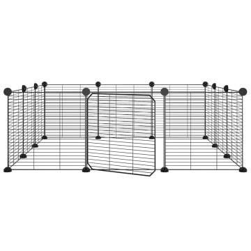 12-Panel Black Pet Cage - Durable & Spacious - HipoMarket