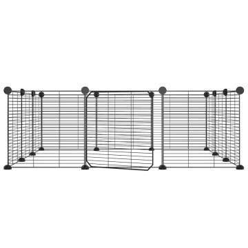 12-Panel Black Pet Cage - Durable & Spacious - HipoMarket