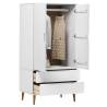 Wardrobe MOLDE White 90x55x175 cm | Solid Wood Pine Storage