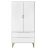 Wardrobe MOLDE White 90x55x175 cm | Solid Wood Pine Storage