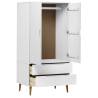 Wardrobe MOLDE White 90x55x175 cm | Solid Wood Pine Storage