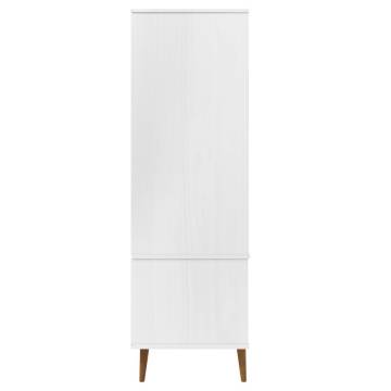 Wardrobe MOLDE White 90x55x175 cm | Solid Wood Pine Storage